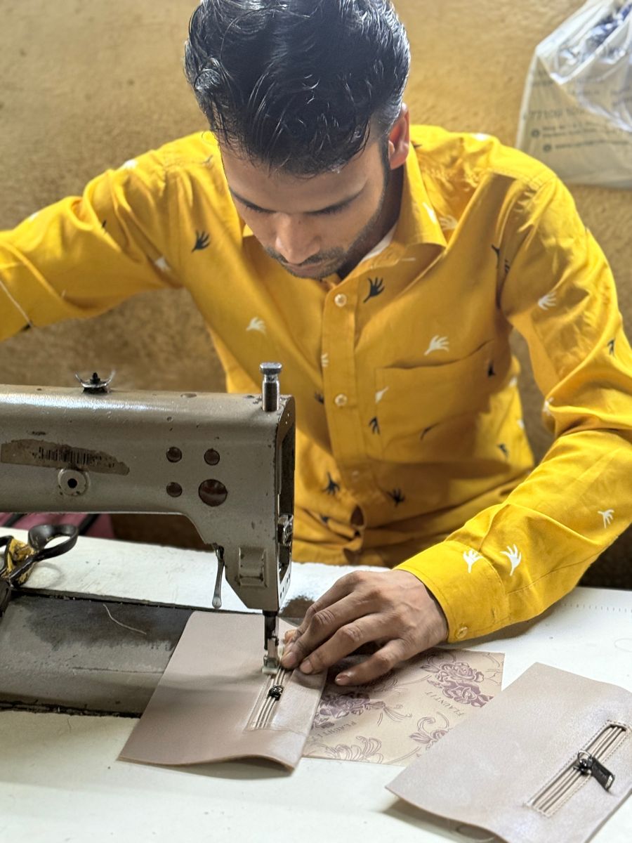 Abdul Firoz Khan at work in the FlauntIt workshop