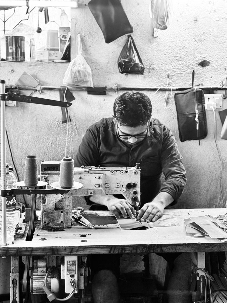 Suresh Kumar Sharma at work in the FlauntIt workshop